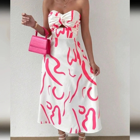 Women'S Printed Twist Knot Cutout Strapless Dress - Picture 5 of 5